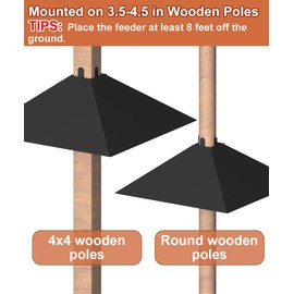 Khordin Metal Squirrel Baffle for 4x4 Post, Outside Wooden Pole Mount Squirrel Guards for Bird Feeders, 17 Inch Squirrel Deterrents Stopper to Deter Squirrels, Racoons, Black, 2pcs