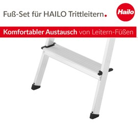 Hailo Ladder Foot Set - Replacement Feet for Leifheit Household Ladders - 40 x 24 and 35 x 24 mm Bars - 4 x Ladder Feet - Black