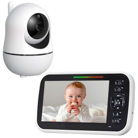 Baby Monitor with Camera, 5'' Screen, Remote Pan-Tilt-Zoom, Temperature Monitoring, Lullabies, and Night Vision - 1000ft Range, VOX, No WiFi, 2-Way Talk