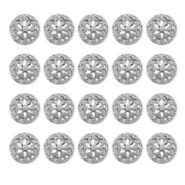 Pack of 20 Clothing Buttons 25 mm Fashion Flower Round Hollow Design Shaped Sewing Button for Blazer Coat Uniform Shirt Jacket Alloy Silver