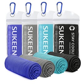 Sukeen - Toalla refrescante para cuello y cara (40 x 12 pulgadas), toalla de microfibra reutilizable, toalla deportiva azul extra grande