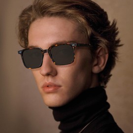 CARFIA Retro Cool Acetate Sunglasses for Men Polarized UV Protection, Trendy Square Male Sunnies Outdoor Driving Eyewears