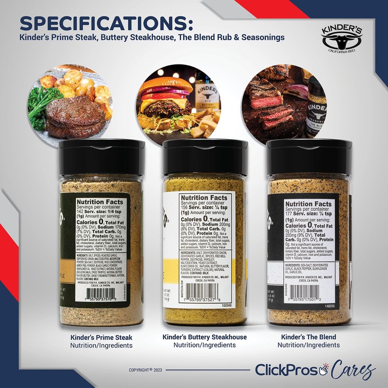 Kinders BBQ Rub Seasoning 3 PK Bundle (16.7 oz) Prime