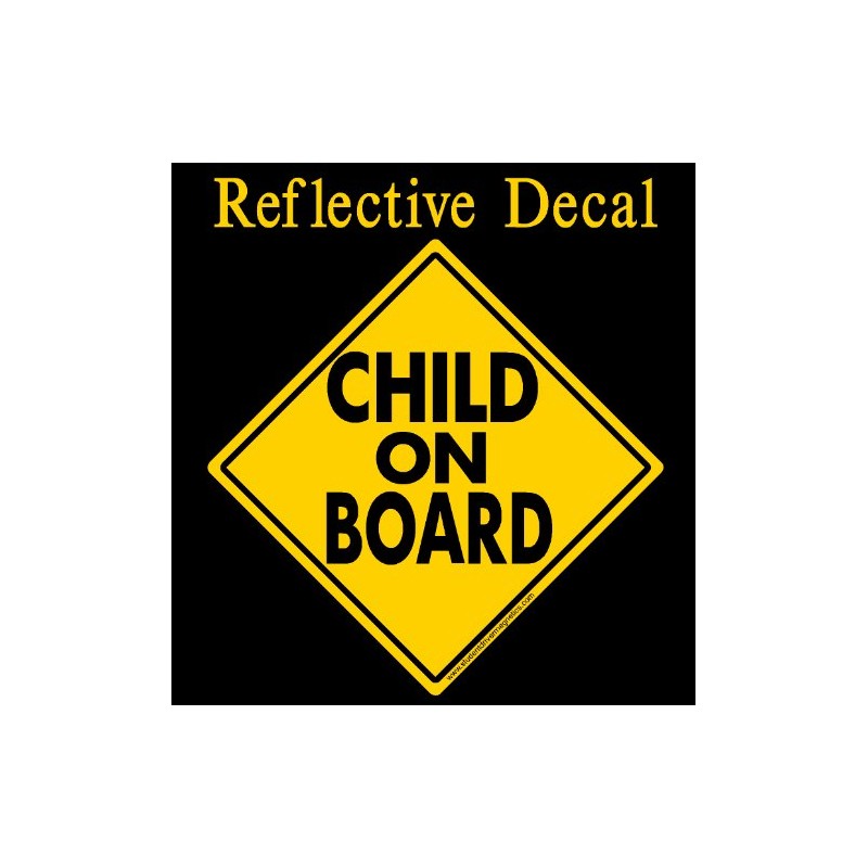 Child on Board Decal Black & Yellow Reflective