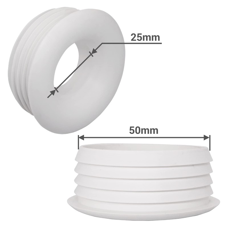 SKIR'CO (5Pcs) White 50 x 25mm Rubber Sleeve for Waste