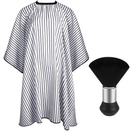 Professional Hair Cutting Cape with Neck Duster Brush, Salon Barber Cape, Hair Cutting Accessories (Stripe)…