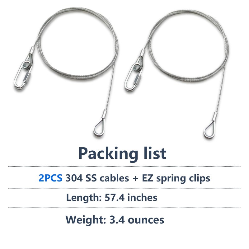 2Pcs Lift Cable Replacement for Gorilla Lift with EZ Spring
