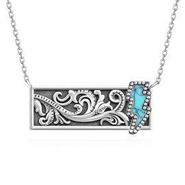 Turquoise Necklace for Women 925 Sterling Silver Turquoise Pendant Western Turquoise Jewelry Gifts for Women