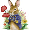 Meecaa Cross Stitch Kits 14 Count Stamped, Flower Rabbit Poppy