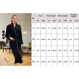 Honypove 100% Cotton Robes for Women Long Sleeve Lightweight Soft Knit Womens Bathrobe Sleepwear Ladies Nightwear Loungewear (Navy, M)