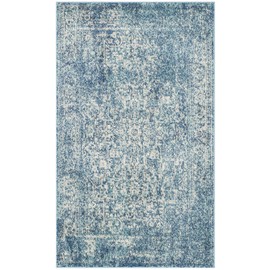 SAFAVIEH Evoke Collection EVK256C Oriental Distressed Non-Shedding Living Room Bedroom Accent Area Rug, 4' x 6', Blue / Ivory