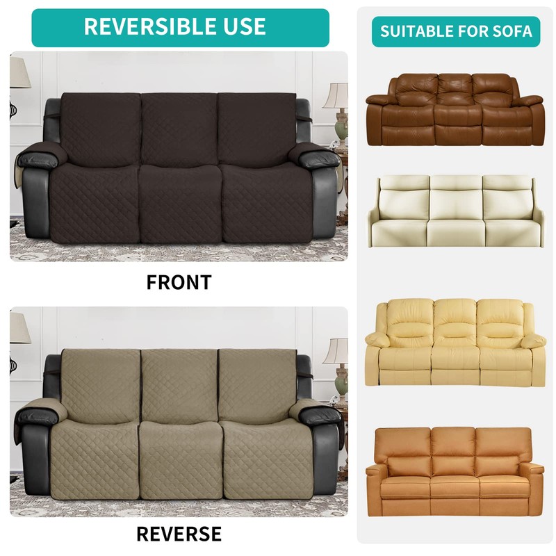 Easy-Going Waterproof Recliner Sofa Cover, 1-Piece Reversible Couch Cover for