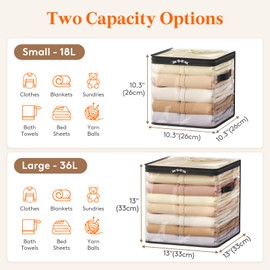 Lifewit 4 Pack Clear Clothes Storage Bags, 11 Inch Clear Cube Storage Bins, 18L Vinyl Foldable Moving Bags with Zipper, Storage Container for Sweater Sheets Yarns