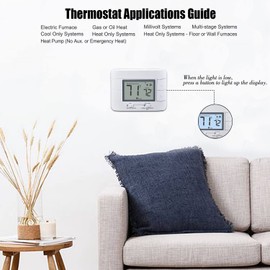 Aowel Non Programmable Thermostat for Home 2 Heat 2 Cool Multistage System, with Room Temperature & Humidity Monitor (LCD White Backlit Screen)