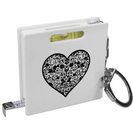 Azeeda 'Lace Heart' Keyring Tape Measure/Spirit Level Tool (KM00042102)