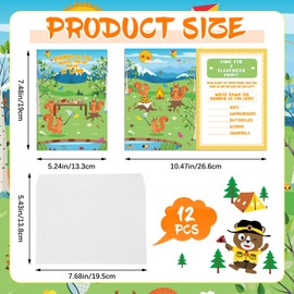 Motiskyy 12 Set Assorted “Real Adventure” Camp Greeting Cards with Envelopes in 12 Designs for School Family Hiking Camp Party Game Outdoor Activity