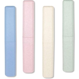 Flytofer 4 PCS Travel Toothbrush case with Ventilation Holes – Portable breathable Plastic Toothbrush Holders - Ideal for Travel, Camping, Trips, School, Home