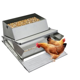 Galvanized Steel Automatic Chicken Feeder with Treadle, 27 LB Large Chicken Feeders No Waste, Rat Proof Chicken Feeder with 10 Chickens for 11 Days