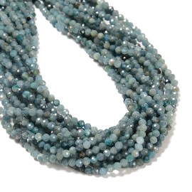 Unbranded Natural Blue Tourmaline Indicolite Faceted Round Beads Size 3mm 15.5'' Strand