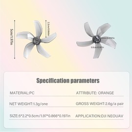 2 Pairs Low Noise Propellers Compatible with DJI NEO, Propeller Quiet for DJI NEO, Safe Multicoloured Available Low Noise Quick Release Robust Drone Accessories, Propeller Replacement Wings, Grey