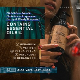 ETHERVA RAIN Face Wash for Men & Women | Floral Woody Scent | Nourishing Aloe Vera, Geranium, Vetiver, Ylang Ylang, Patchouli | Sulfate & Paraben Free, Vegan, Cruelty Free | PET Bottle 16.90 Fl Oz