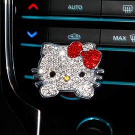 Car Cute Push to Start Button Cover Accessories, Bling Crystal Car Engine Start Stop Button Cover, Red Car Decoration Interior Sticker Decal for Women Girl
