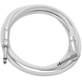 Seismic Audio - SAGC10R-White-2Pack - 2 Pack of 10 Foot White 1/4 Inch TS Right Angle to Straight Guitar Cables 10' Instrument 1/4" Guitar Cords