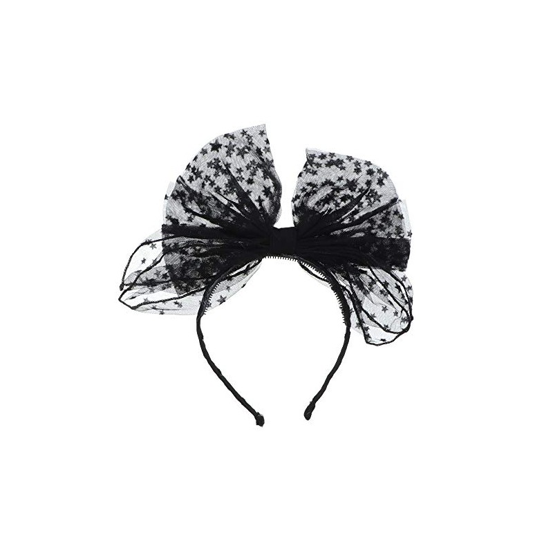 Chiffon Big Bow Headband with Mini Stars - Black