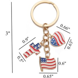 PHAETON - Llavero patriótico de la bandera americana, 20 unidades, regalos de fiesta del 4 de julio, llavero de recuerdo con forma de corazón, accesorios para adultos, bandera patriótica, bandera