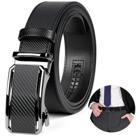 NUBILY Mens Belt Leather Ratchet Belts for Men Adjustable 1 3/8" Men's Belts for Dress Casual with Gift Box, Trim to Fit