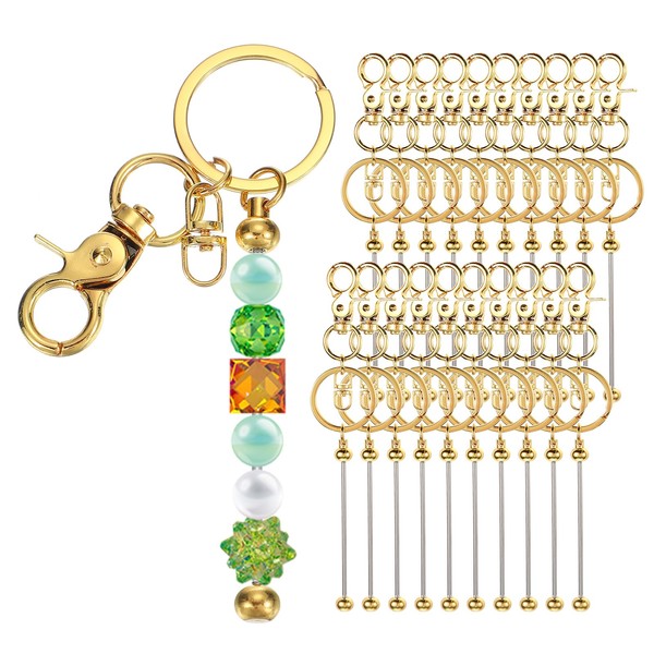 PATIKIL 20 Pcs Beadable Keychain Bars, Metal Beaded Keychain Blanks