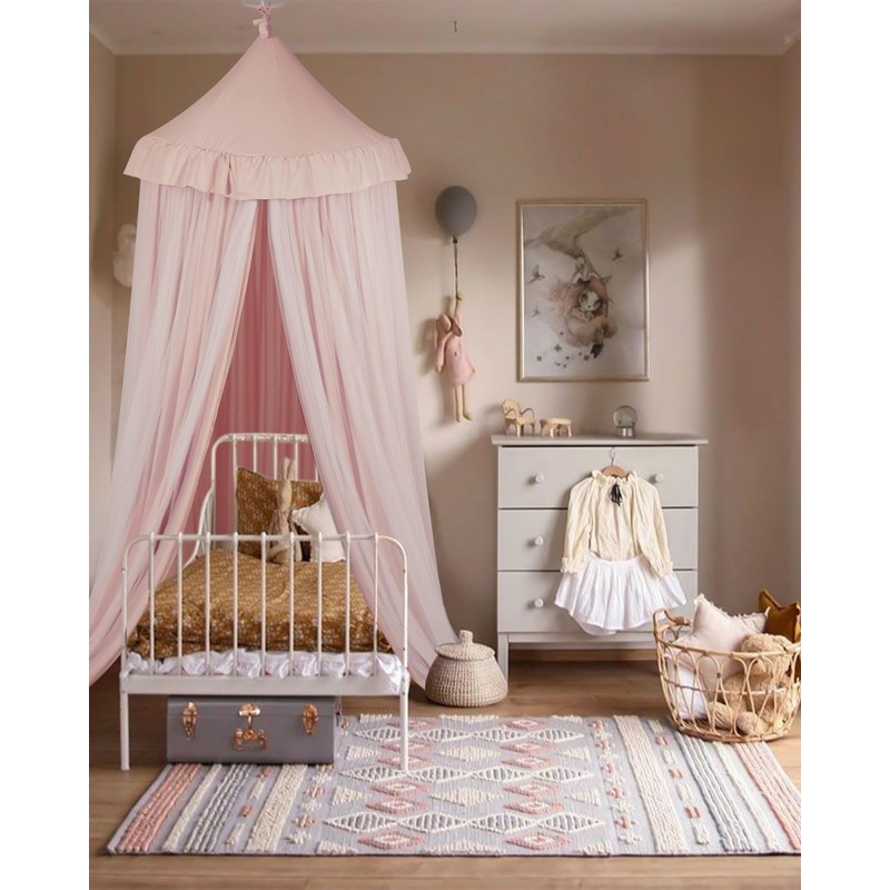 Large Bed Canopy with Star Lights, Double Layer Canopy for