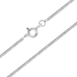 DTPsilver® 925 Sterling Silver Thin Curb Chain/Necklace - Spring Ring Clasp - Width: 1.5 mm - Length: 24" Inches