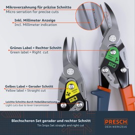 Tin Snips Straight, Right and Set