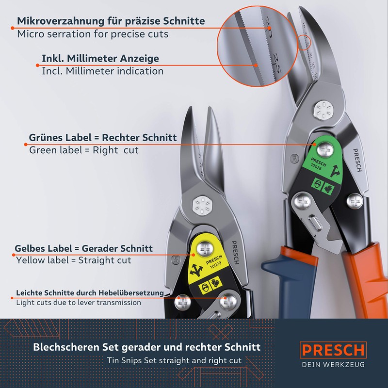 Tin Snips Straight, Right and Set