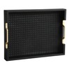 HofferRuffer Faux Leather Rectangle Serving Tray Decor Platter with Gold