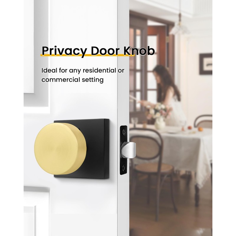 Goldenwarm 2 Pack Black Gold Interior Door Knobs, Privacy Door