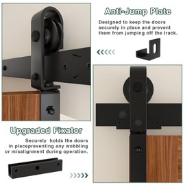 Enconker 48" Bi-Folding Sliding Barn Door Hardware Kit for 2 Doors, Modular Track System with Side-Mounted Rollers, Smooth and Space-Saving Folding Solution, Fit 2 x 22in Door Panel