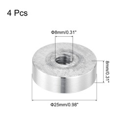 sourcing map Round Shape Aluminum Disc, 4pcs M8x25mm Aluminum Circle Disc Glass Top Adapter for Glass Table Top Disc