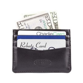 Big Skinny Mini Skinny Leather Card Slim Wallet, Holds Up to 12 Cards, Black