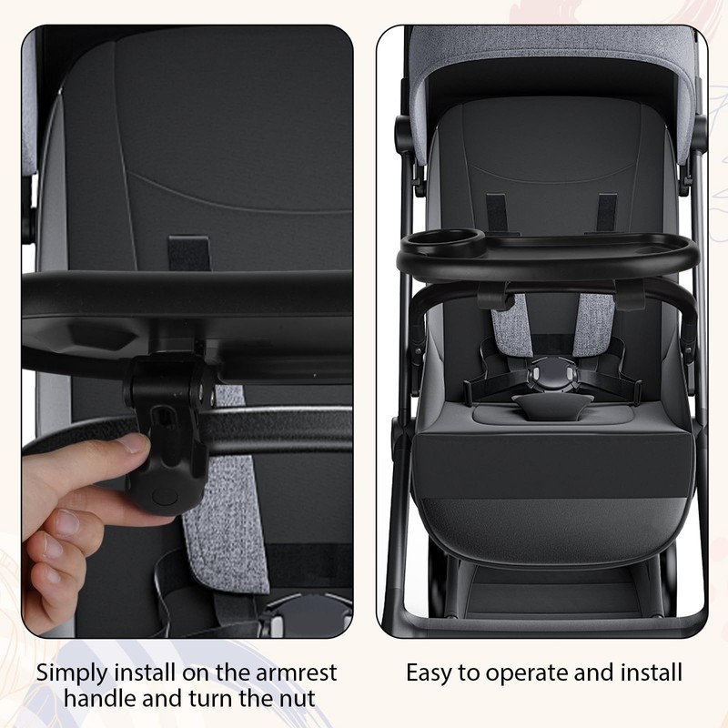 Universal Stroller Snack Tray with Cup Holder and Silicone Flexible