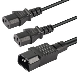 CERRXIAN 1FT IEC 320 C14 to Dual C13 Power Cable, C14 Male to 2X C13 Female Y Splitter AC Conversion Cable, Suitable for Computer, Projector, Scanner, Printer, etc