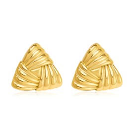 Dckazz Big Chunky Gold Earrings Gold Triangle Earrings Old Money Jewelry for Women Textured Stud Elegant Geometric Gold Earrings Stainless Steel