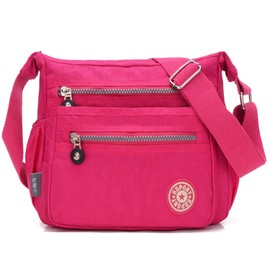 FiveloveTwo Women's Fashion Nylon Shoulder Bag Shopper Hobo Tote Bags Backpack Shoulder Bag Purses Tote Bags for Everyday Office School Trip Shopping, rose