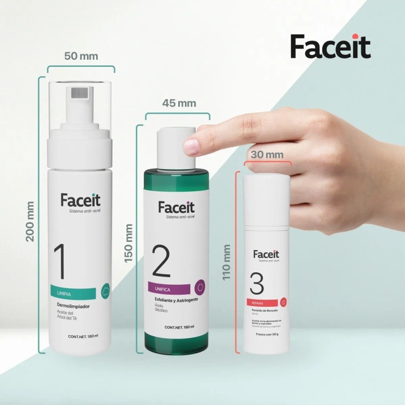 Rutina Facial Tratamiento Contra Acne 3 Pasos Kit Faceit