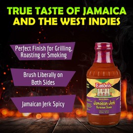 Eaton's Jerk BBQ Sauce Jamaican - as Rub for Chicken, Pork, Steak, Wings, and Seafood Seasoning (19.5 oz 1 Pack)