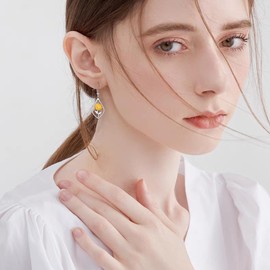 VONALA Daisy Earrings 925 Sterling Silver November Birth Flower Dangle Earrings Teardrop Jewelry Gifts For Women Girls, Sterling Silver, No Gemstone