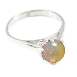 JEWELSTREZORO Opal Edelstein 925 Sterling Silber Band Ring Herren & Damen Geschenkartikel Handgefertigter Schmuck TSR356BE_10 (56 (17.8))