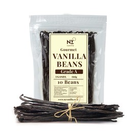 NY 10 Organic Vanilla Beans Grade A, Bulk Vanilla BeanPods, Whole Vanilla Beans for Making Vanilla Extract & Baking.