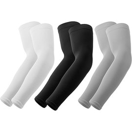 UV Protection Cooling Arm Sleeves, Sports Compression, Men/Women, Black/White/Grey, 3 Pairs